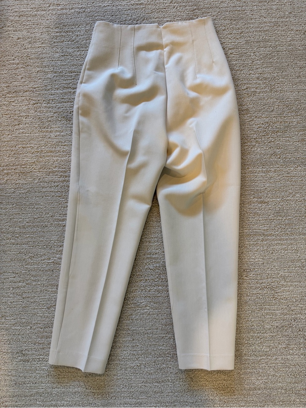 Zara Cream Pleated High-Waist Trousers